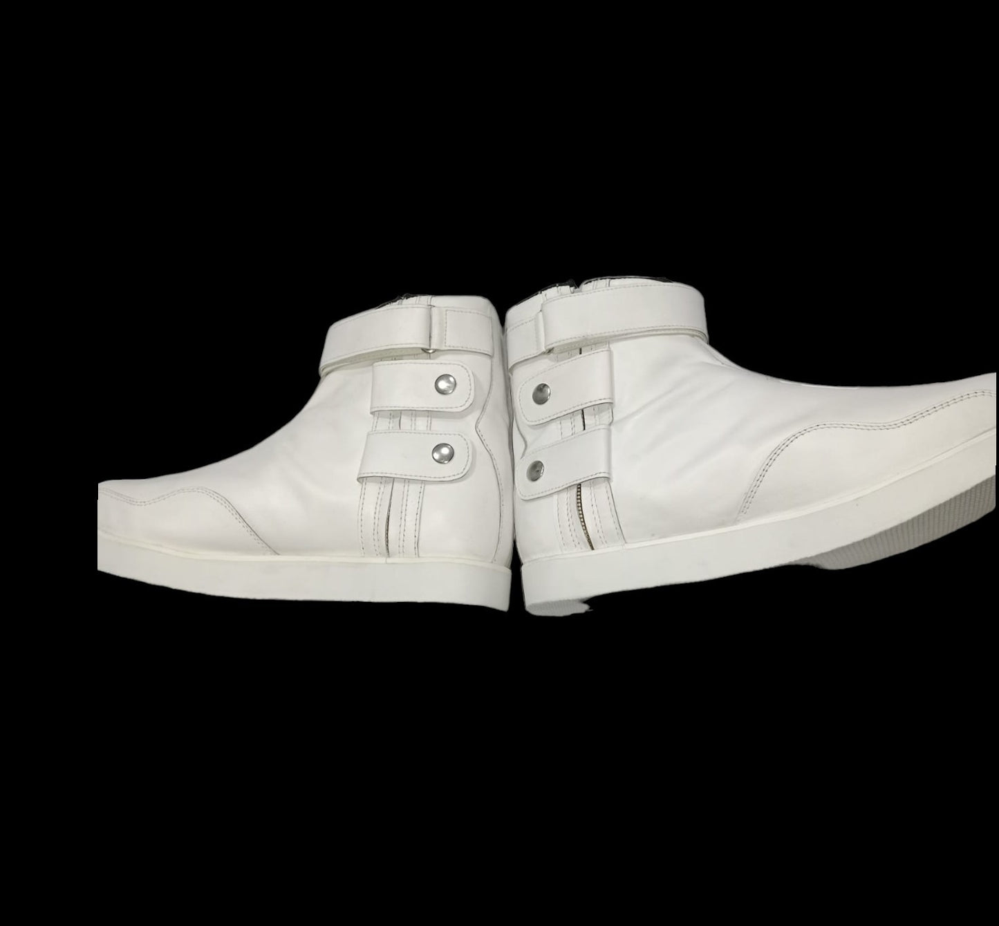 Handmade Professional Wrestling Boots, Low Cut, 100% Original leather, Zip Closure, Hook & Loop Style, Handmade,  White Color