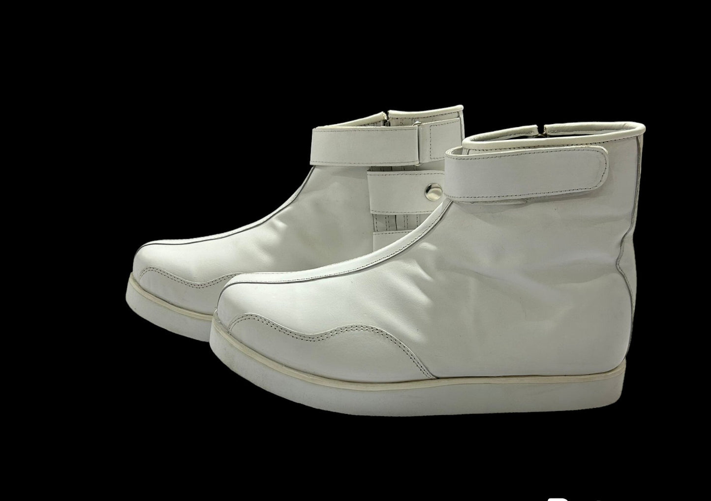 Handmade Professional Wrestling Boots, Low Cut, 100% Original leather, Zip Closure, Hook & Loop Style, Handmade,  White Color