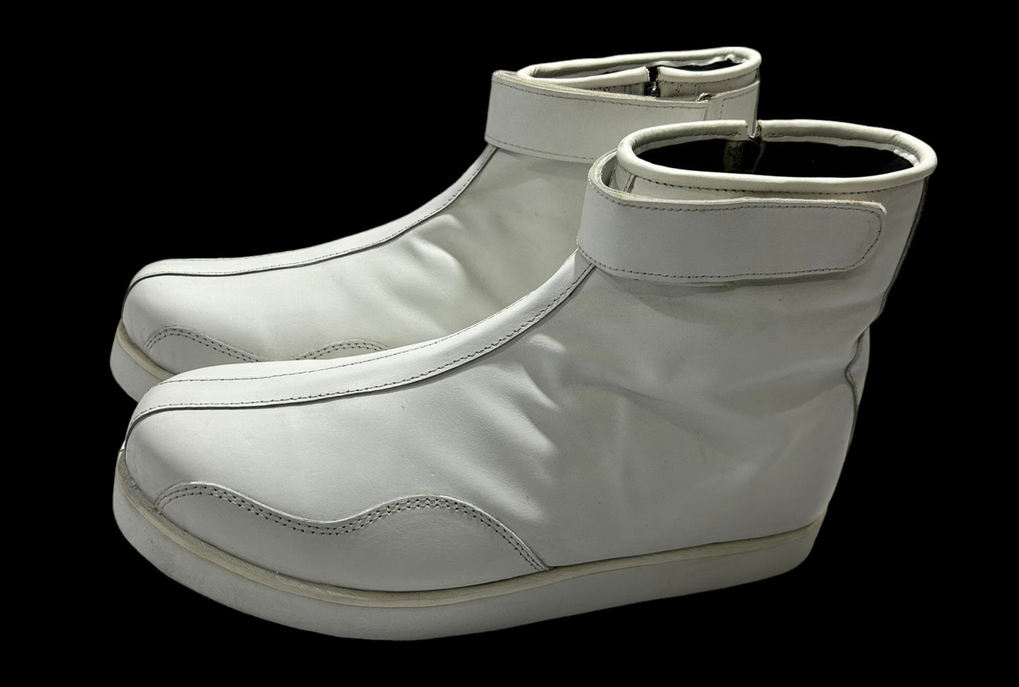 Handmade Professional Wrestling Boots, Low Cut, 100% Original leather, Zip Closure, Hook & Loop Style, Handmade,  White Color