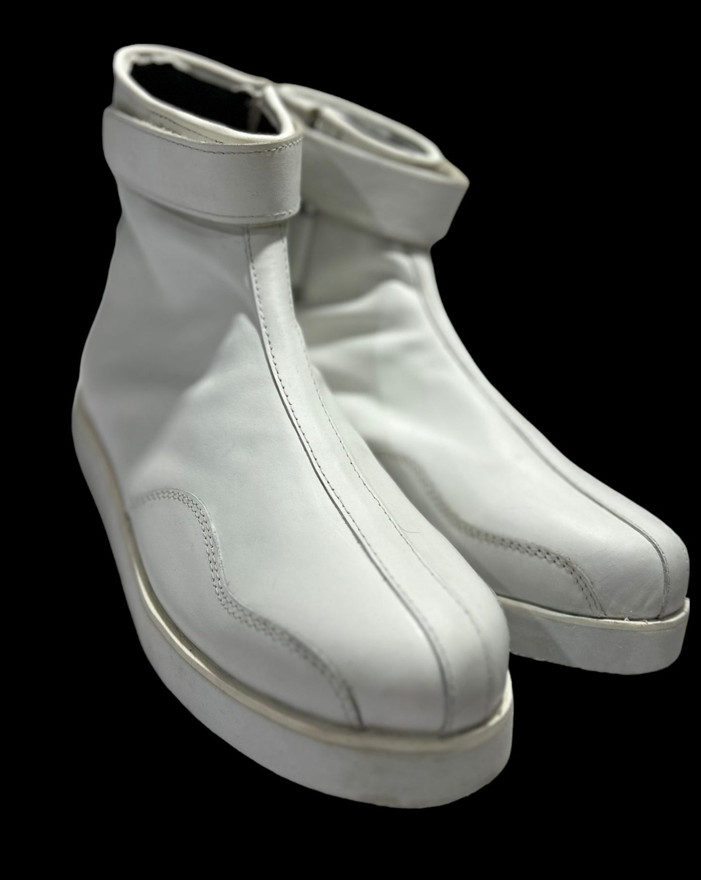 Handmade Professional Wrestling Boots, Low Cut, 100% Original leather, Zip Closure, Hook & Loop Style, Handmade,  White Color