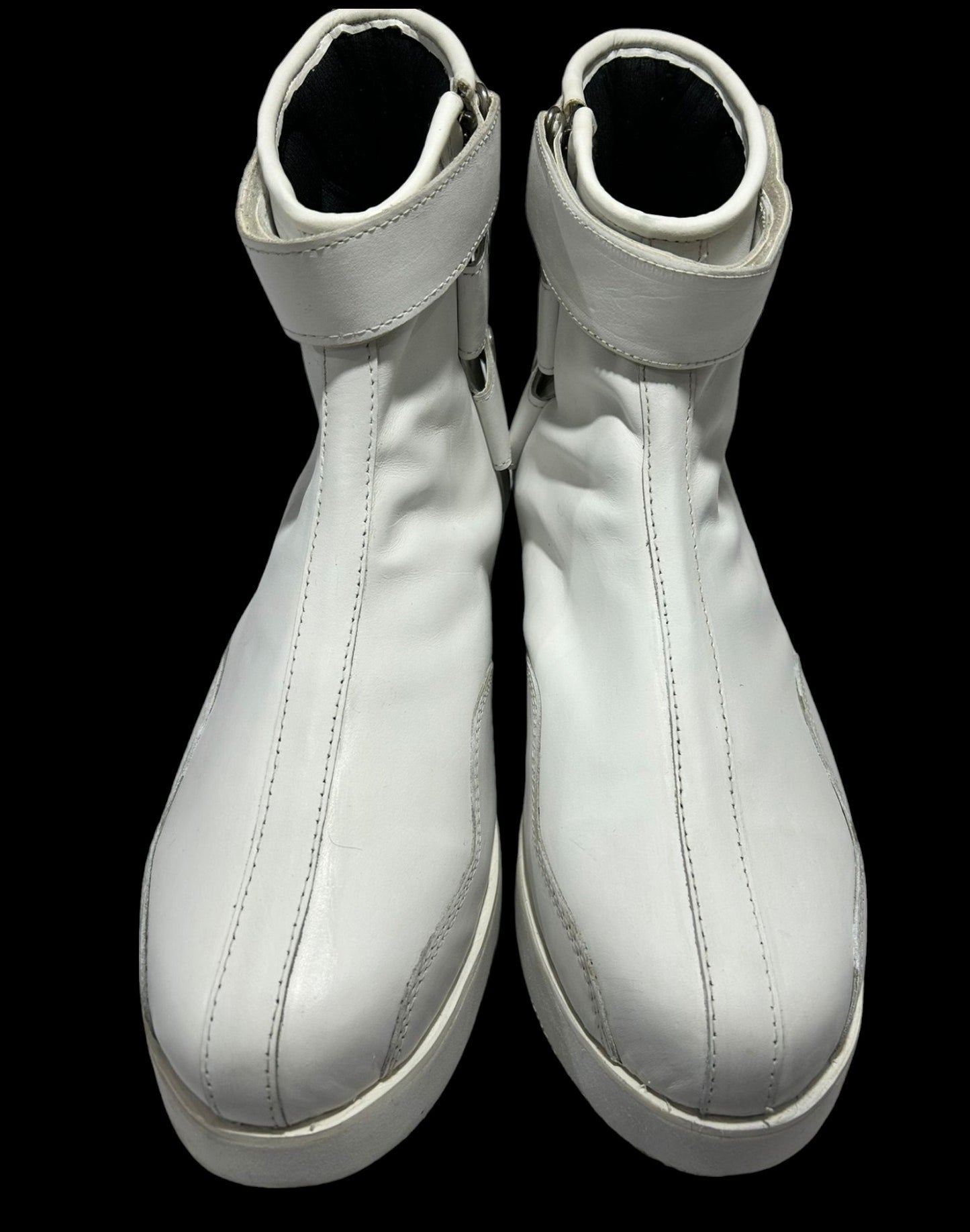 Handmade Professional Wrestling Boots, Low Cut, 100% Original leather, Zip Closure, Hook & Loop Style, Handmade,  White Color