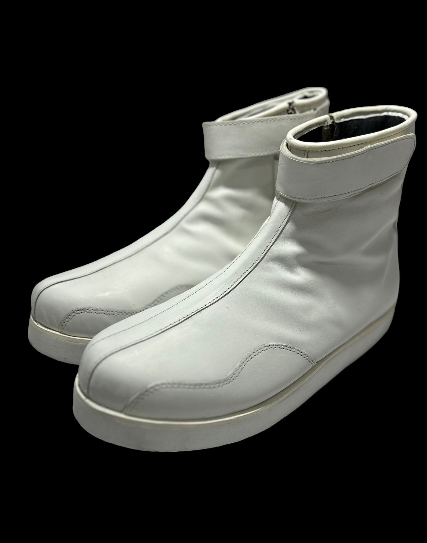 Handmade Professional Wrestling Boots, Low Cut, 100% Original leather, Zip Closure, Hook & Loop Style, Handmade,  White Color