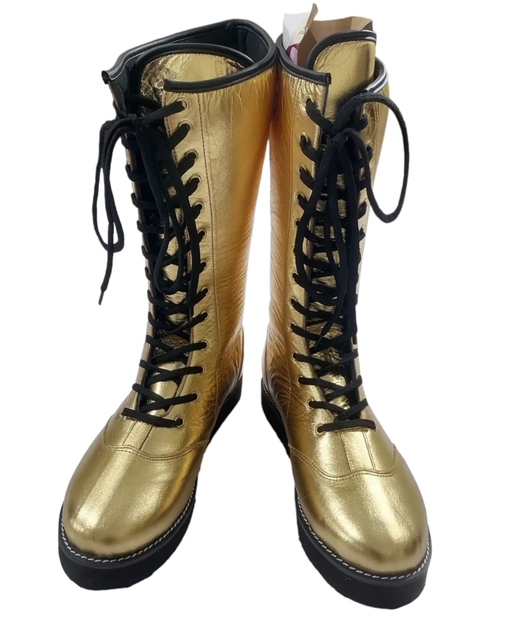 Wrestling Long Shoes, 100% Original Leather, Gold Color, Handmade, Customizable