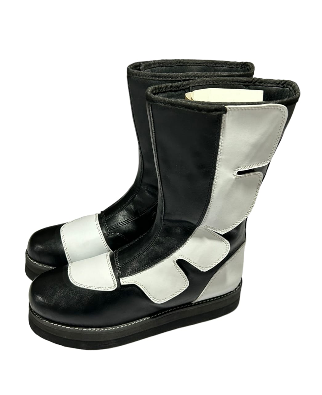 Pro Wrestling Boots, Handmade, 100% Original Leather, Hook and Loop style, black & white Color, High Sole,  Customizable Colors