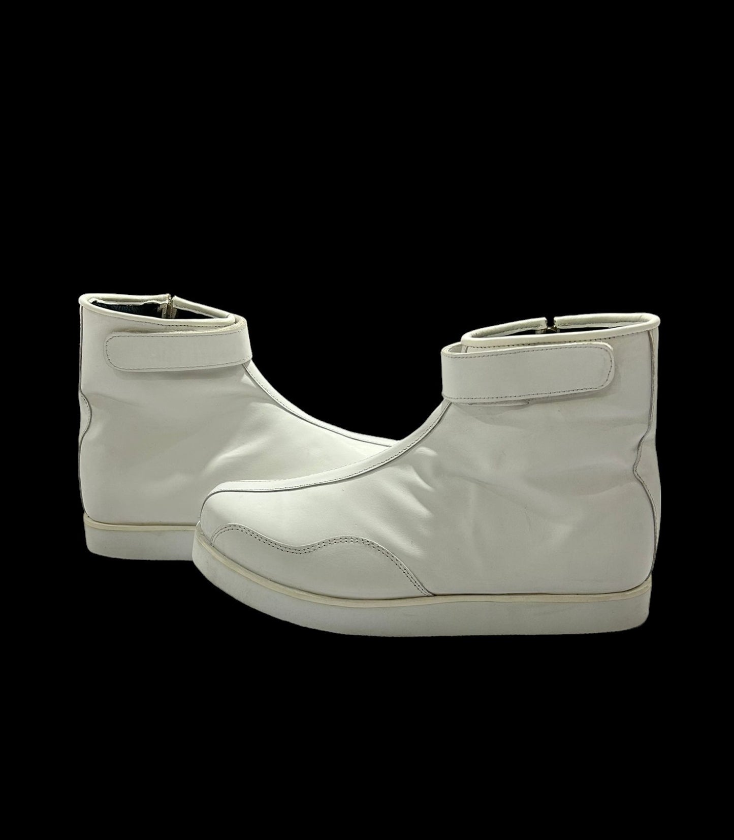 Handmade Professional Wrestling Boots, Low Cut, 100% Original leather, Zip Closure, Hook & Loop Style, Handmade,  White Color