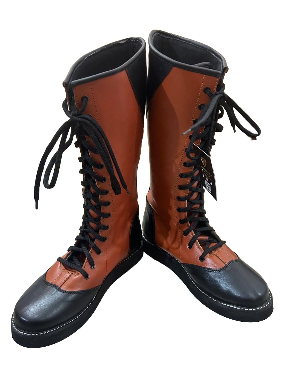 Pro Wrestling Boots, Handmade , 100% original Leather, Brown & Black Color, Customizable