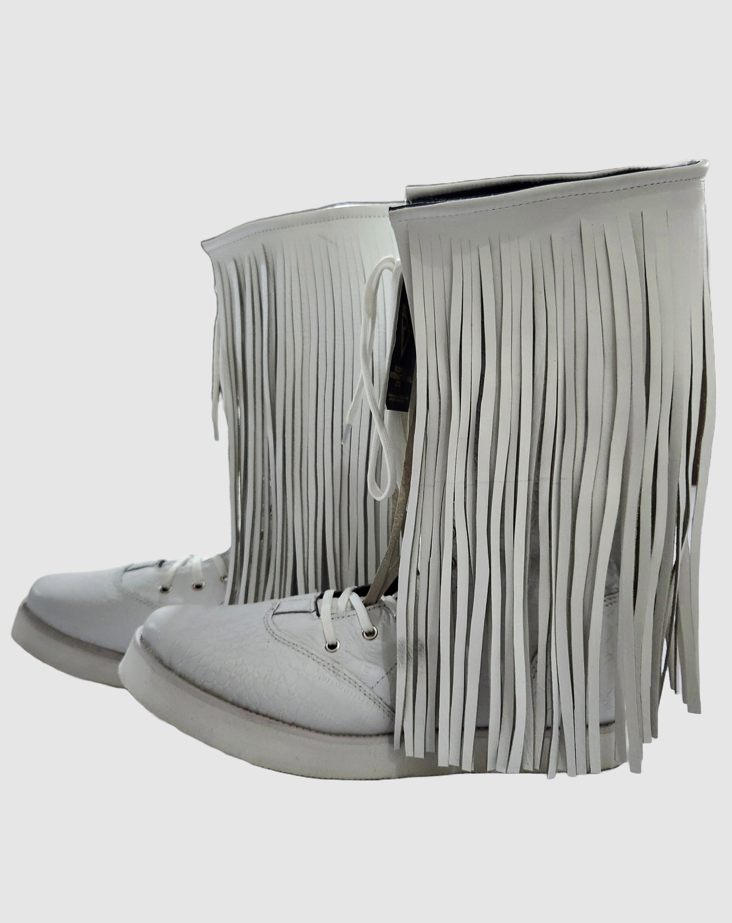 Pro Wrestling Boots with long Leather Fringes , Handmade, 100% Original Leather