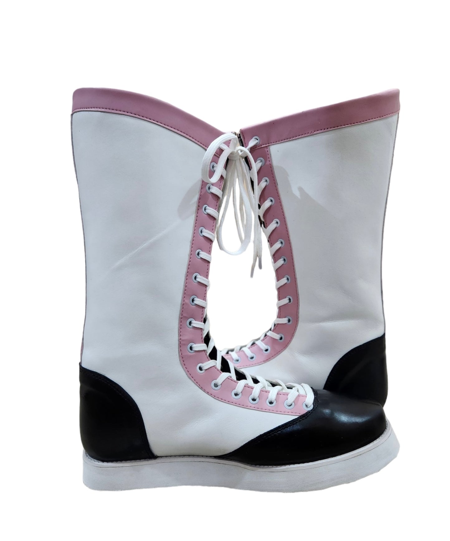 Pro Wrestling Boots, Handmade , 100% original Leather, Pink, White & Black star Boots, Customizable