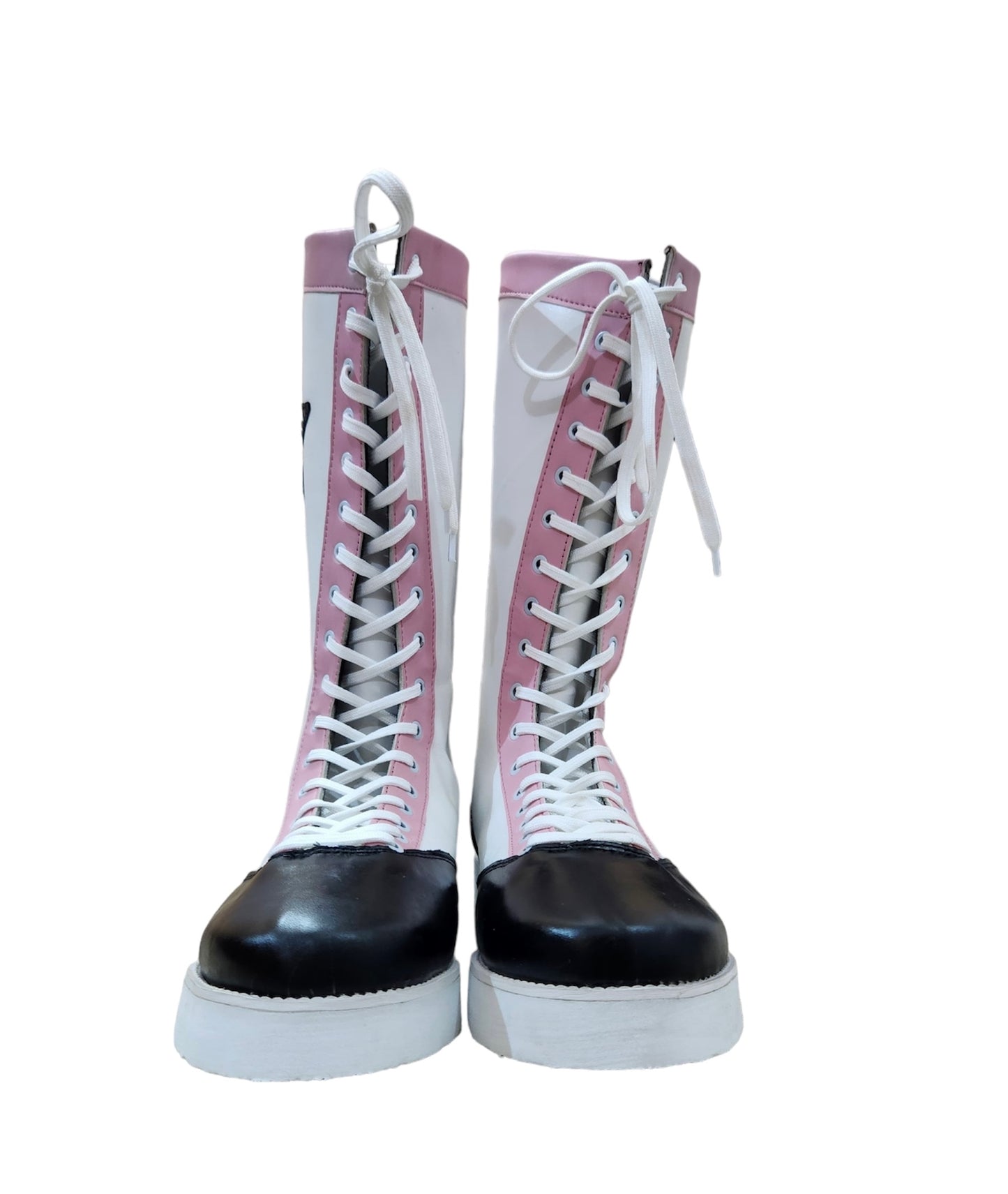 Pro Wrestling Boots, Handmade , 100% original Leather, Pink, White & Black star Boots, Customizable