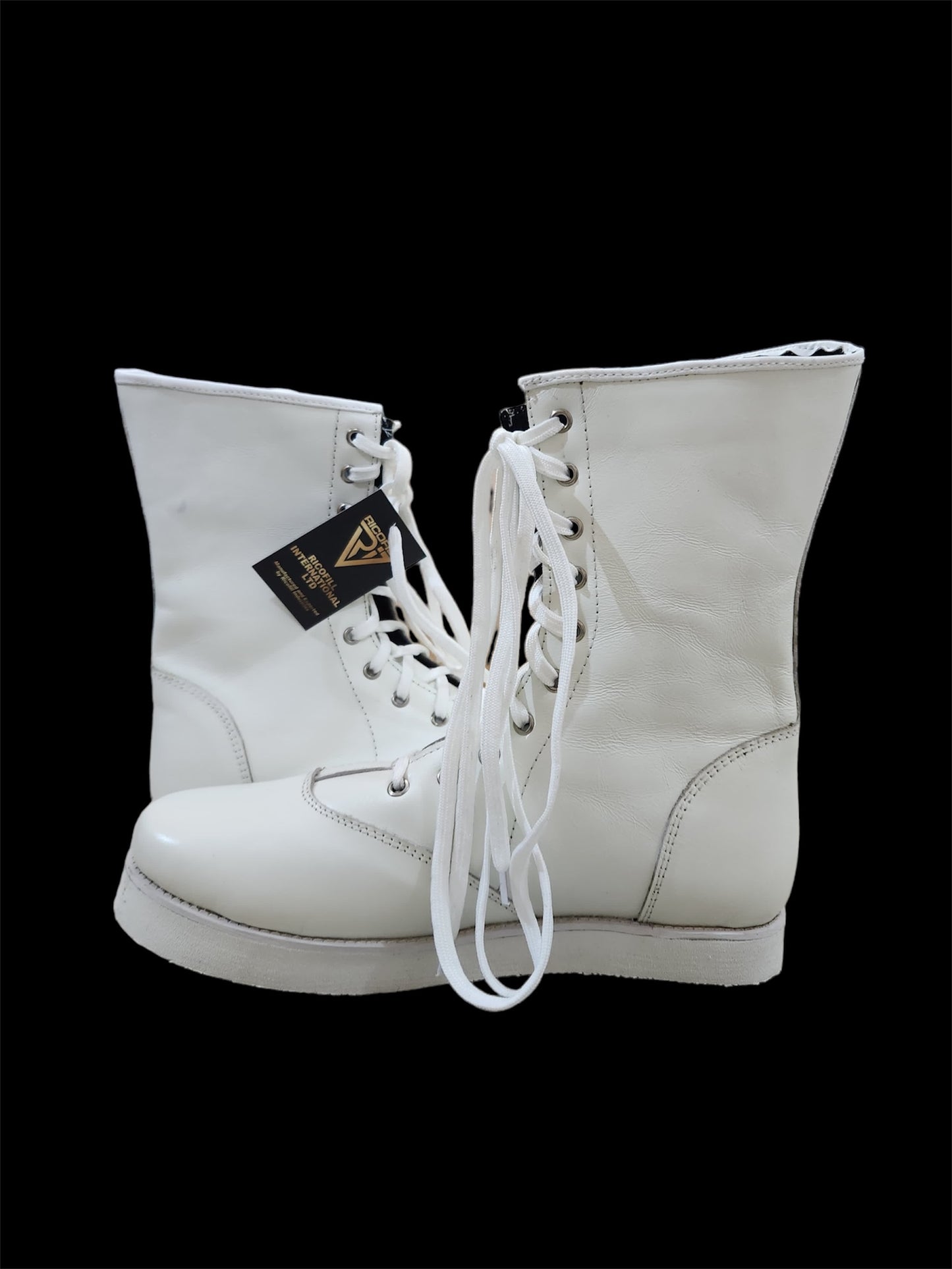 Pro Wrestling Boots, Low Cut, 100% Original leather, Handmade,  White Color, Shinny Leather