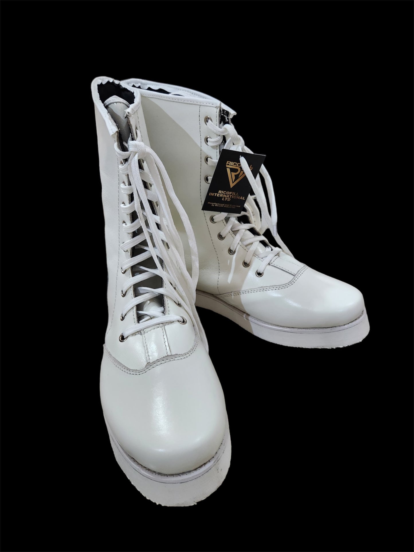 Pro Wrestling Boots, Low Cut, 100% Original leather, Handmade,  White Color, Shinny Leather