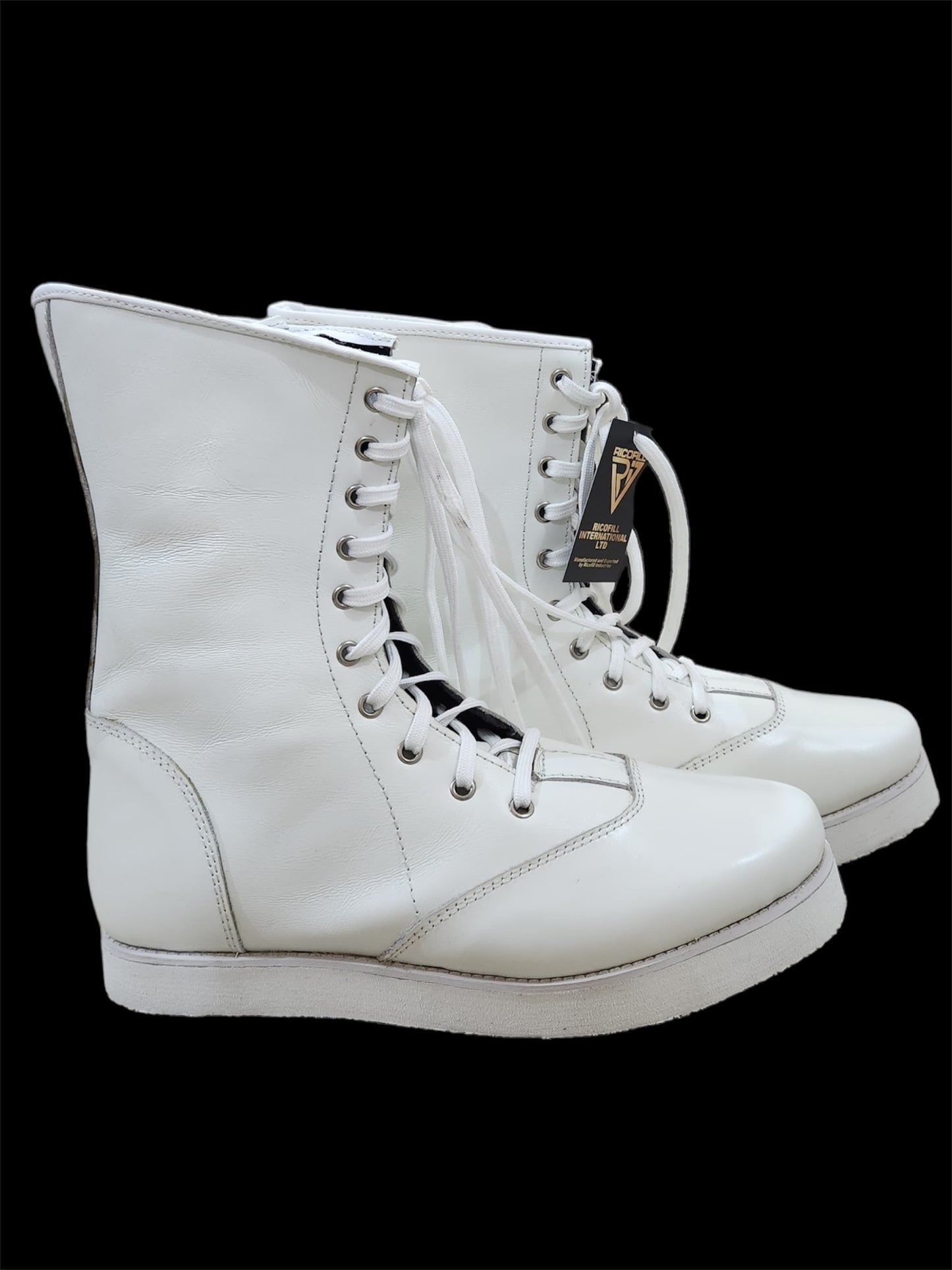 Pro Wrestling Boots, Low Cut, 100% Original leather, Handmade,  White Color, Shinny Leather