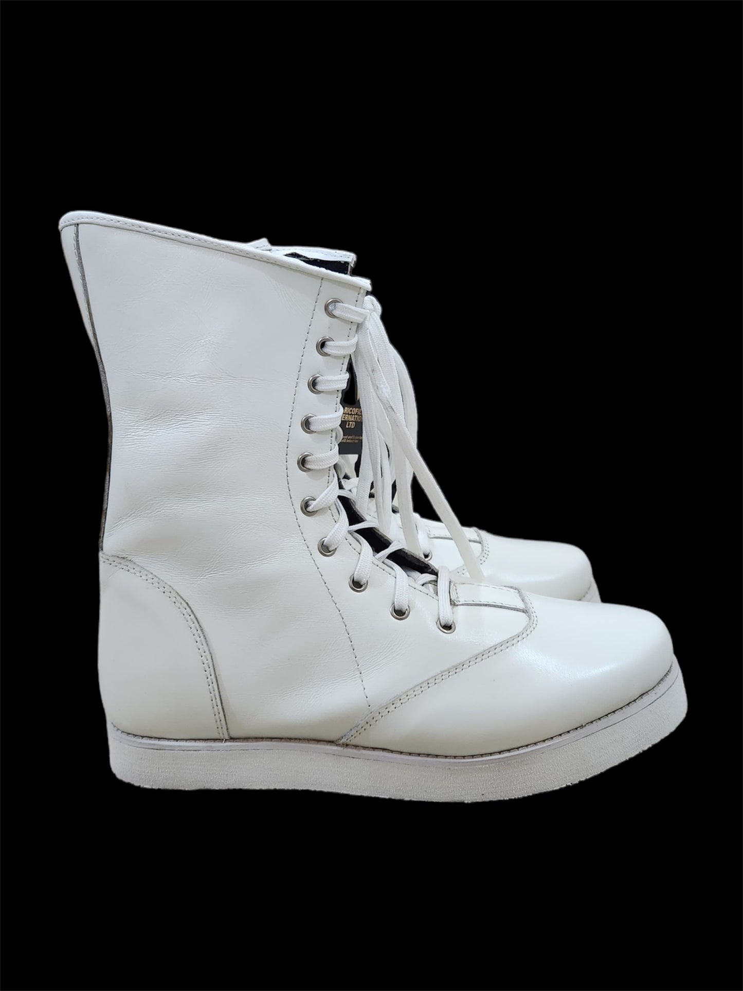 Pro Wrestling Boots, Low Cut, 100% Original leather, Handmade,  White Color, Shinny Leather