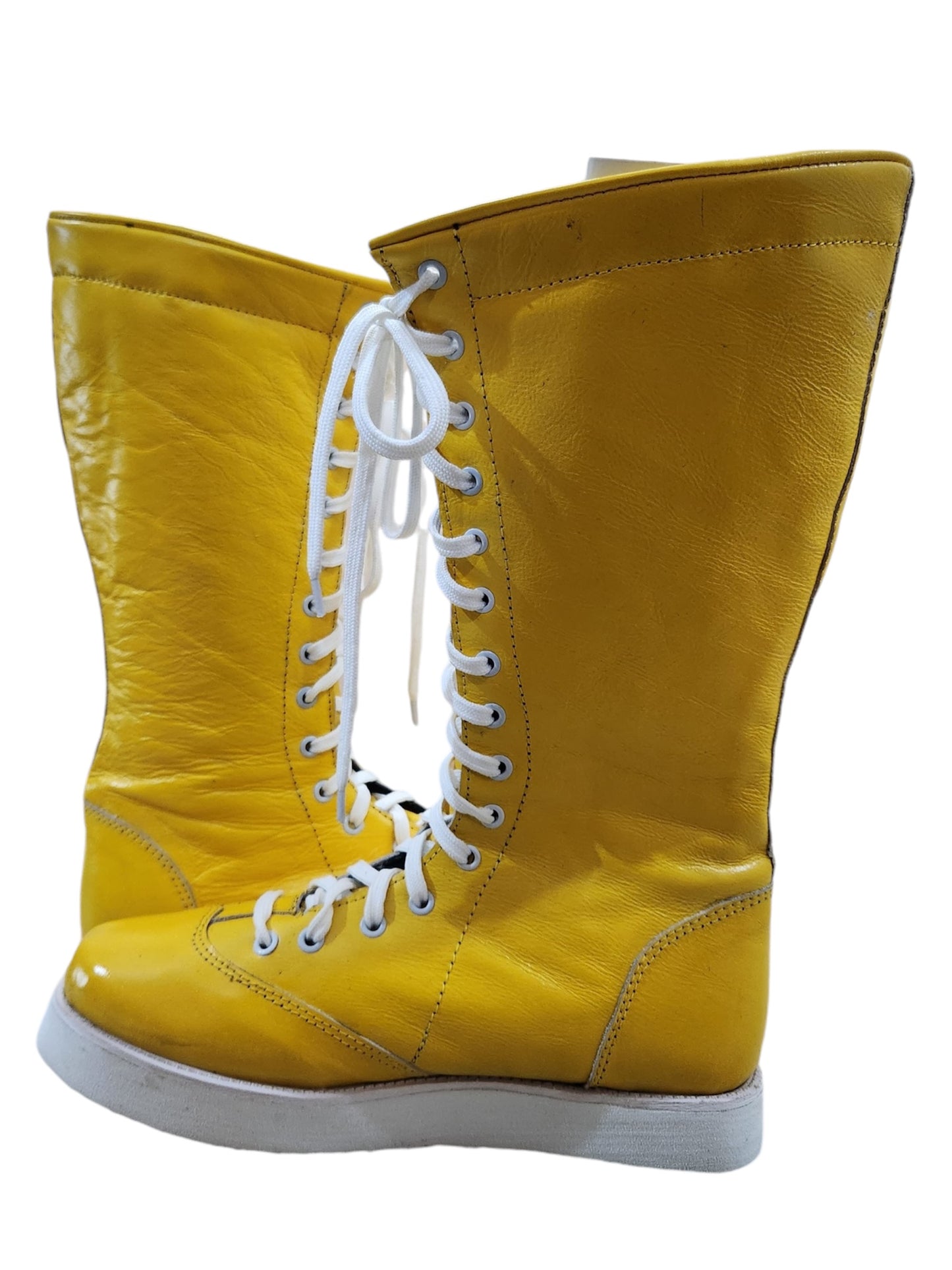 Pro Wrestling Boots, Macho Man Inspired, Handmade, 100% Original Leather, Yellow Color, White Stars