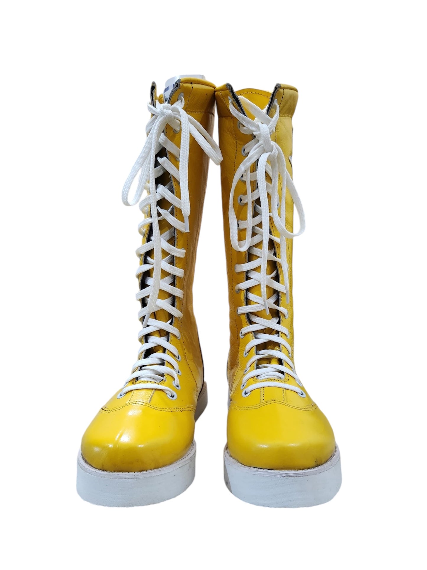 Pro Wrestling Boots, Macho Man Inspired, Handmade, 100% Original Leather, Yellow Color, White Stars