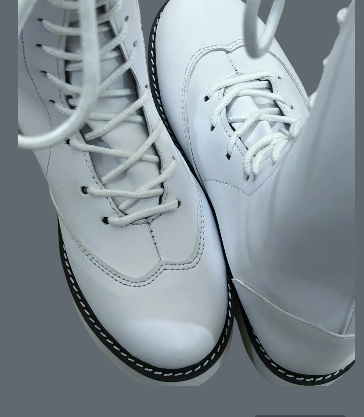 Pro Wrestling Long White Boots, Handmade, 100% Original Leather, Lace-up  style, Customizable