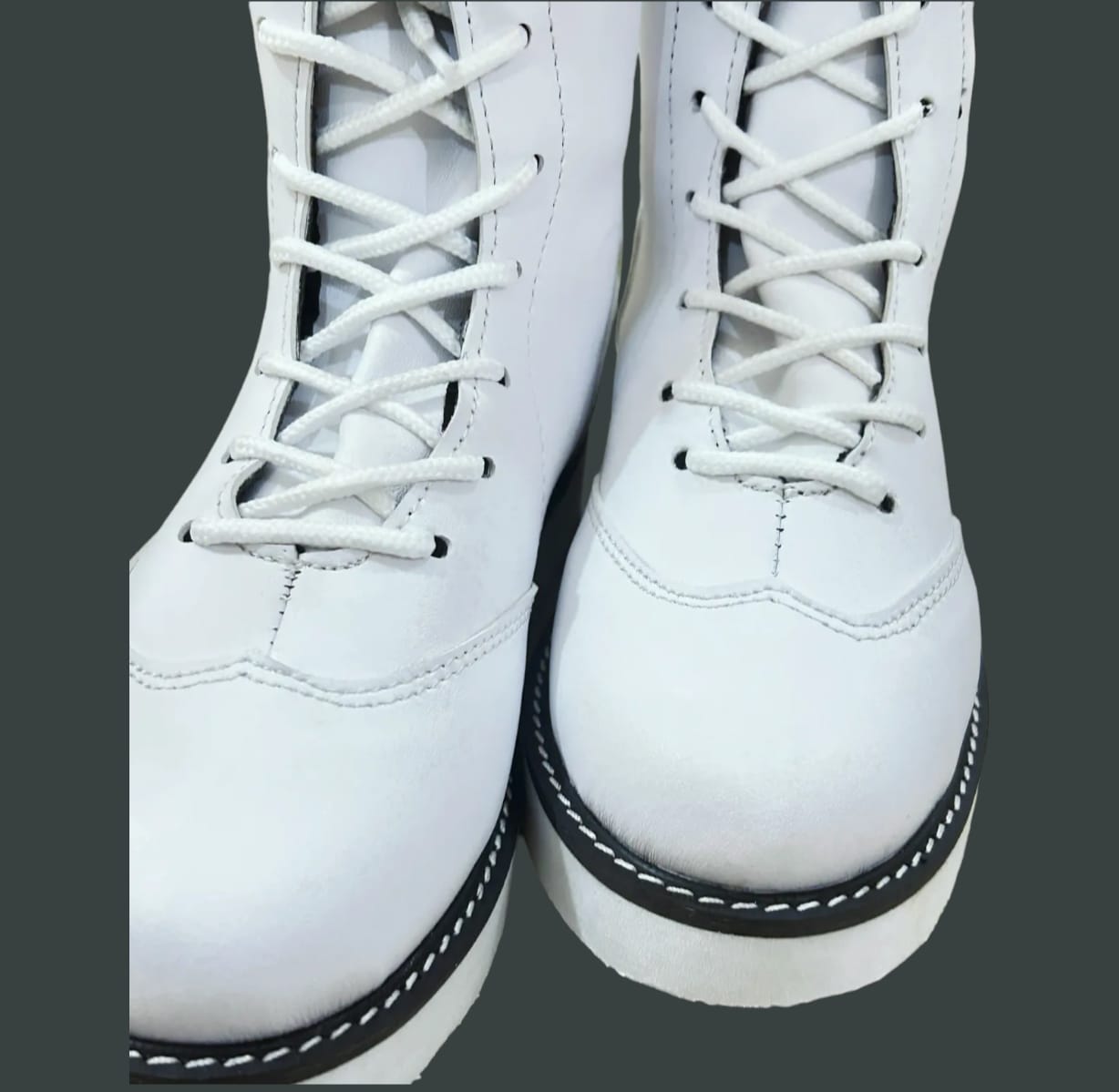 Pro Wrestling Long White Boots, Handmade, 100% Original Leather, Lace-up  style, Customizable