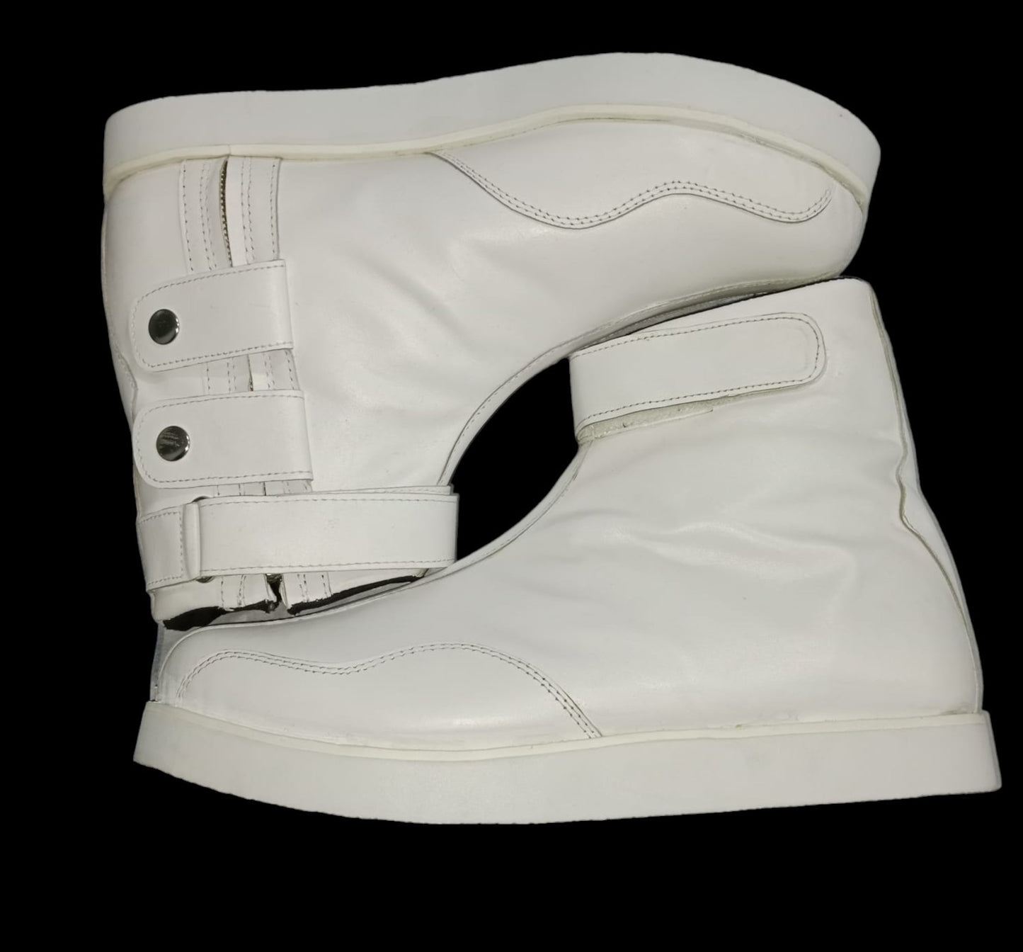 Handmade Professional Wrestling Boots, Low Cut, 100% Original leather, Zip Closure, Hook & Loop Style, Handmade,  White Color