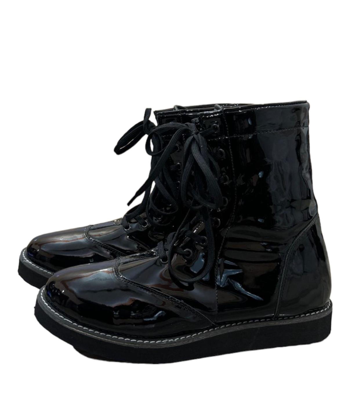 Handmade Wrestling Boots, Low Cut, Black Color Patent Shinny,  100% Original Leather, Customizable Height