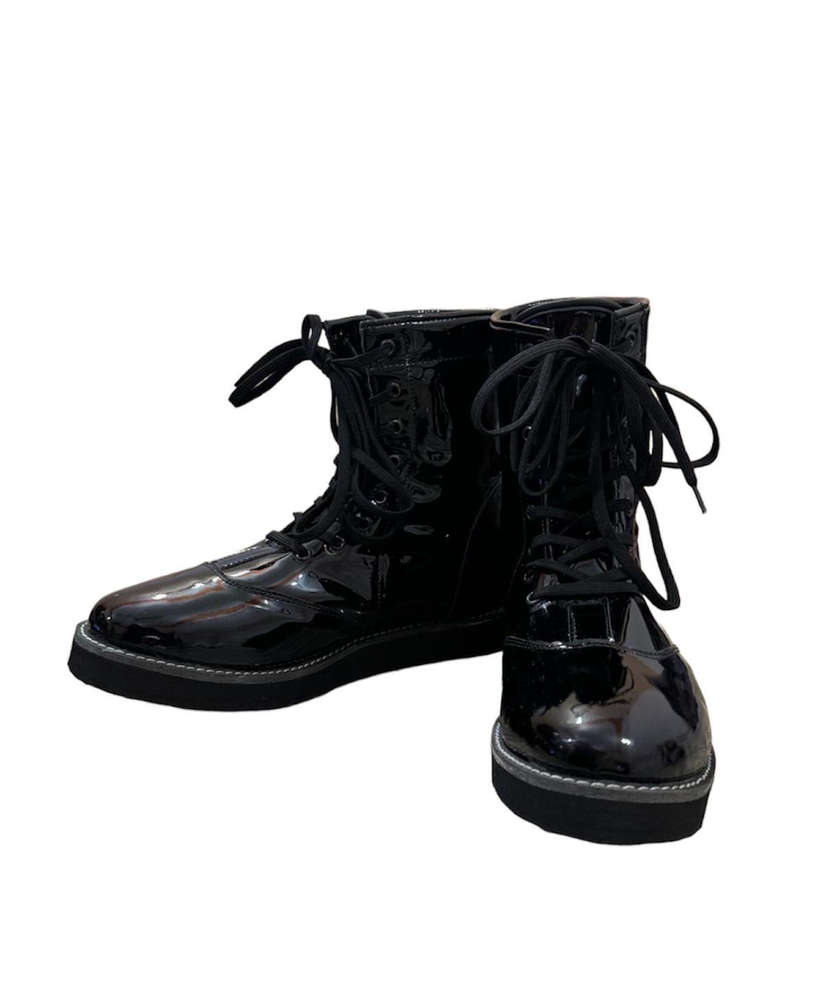 Handmade Wrestling Boots, Low Cut, Black Color Patent Shinny,  100% Original Leather, Customizable Height