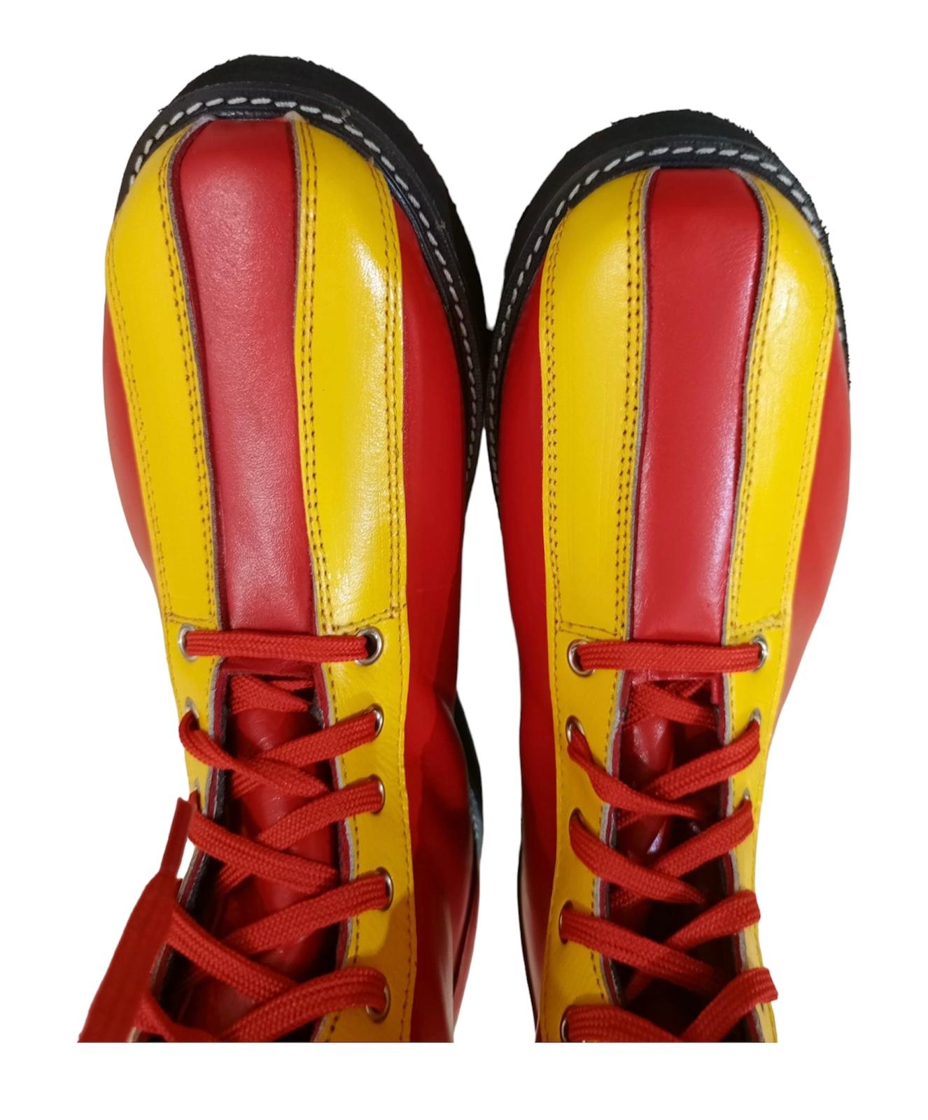 Pro Wrestling Boots, Handmade , 100% original Leather, Red Color with Yellow Tips, Lace-up style, Customizable , Lucha Libre Boots