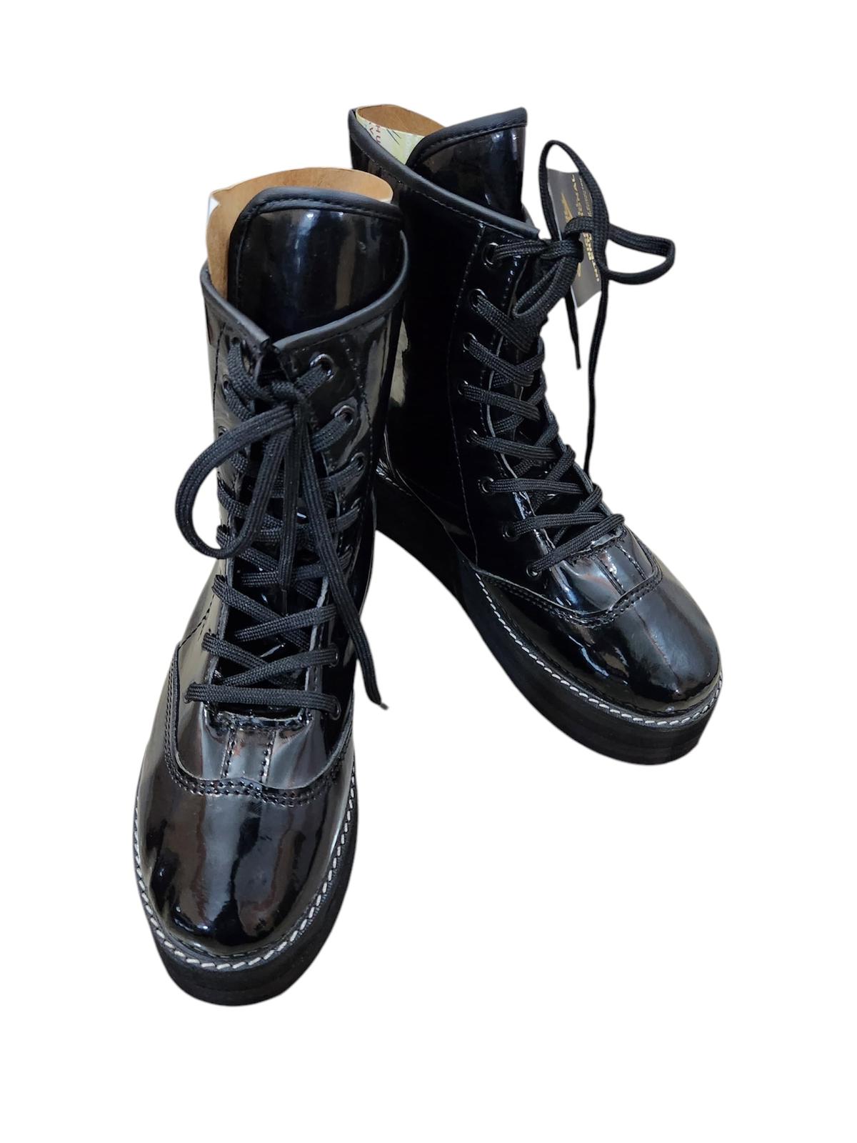 Handmade Wrestling Boots, Low Cut, Black Color Patent Shinny,  100% Original Leather, Customizable Height