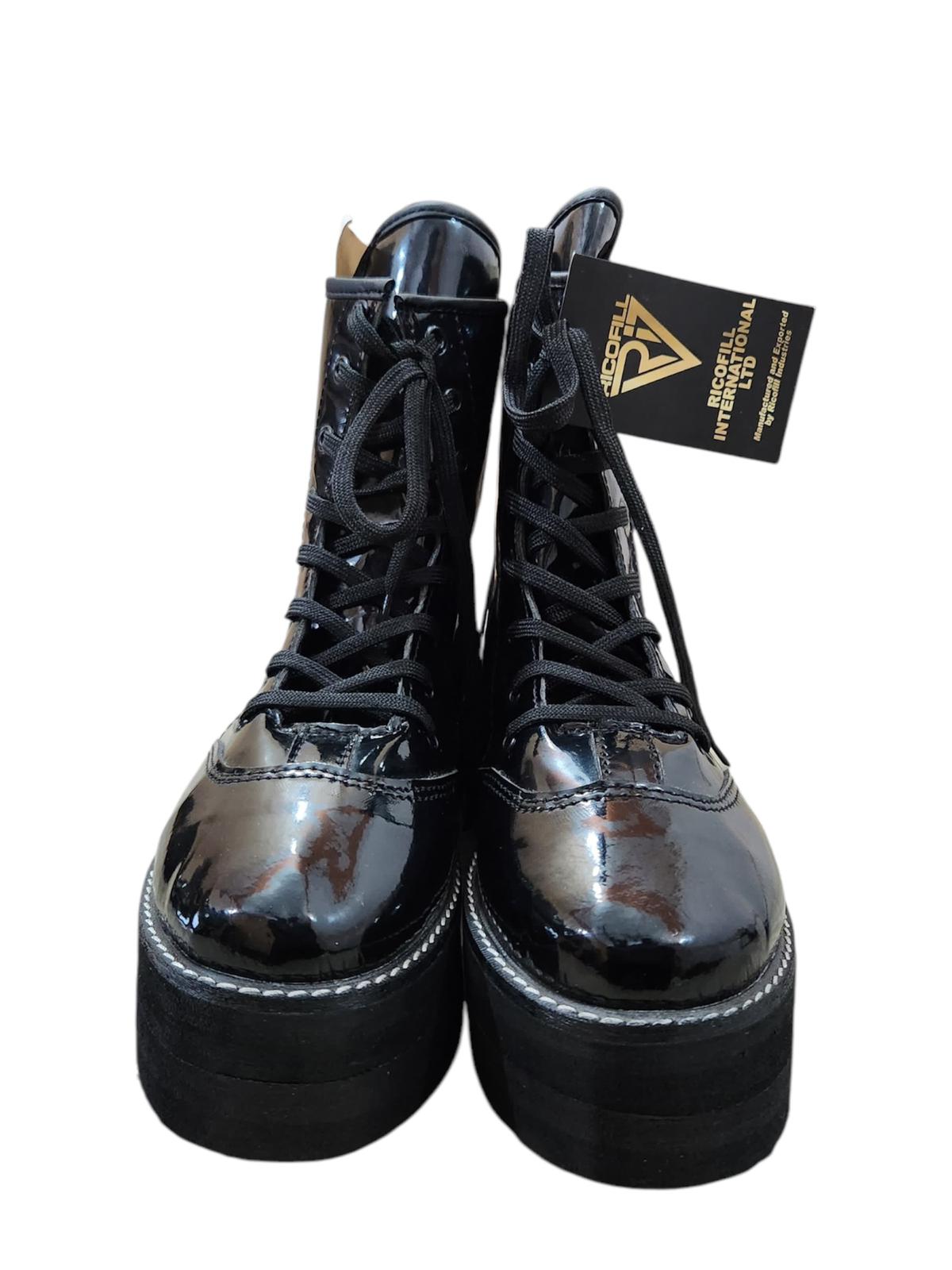 Handmade Wrestling Boots, Low Cut, Black Color Patent Shinny,  100% Original Leather, Customizable Height