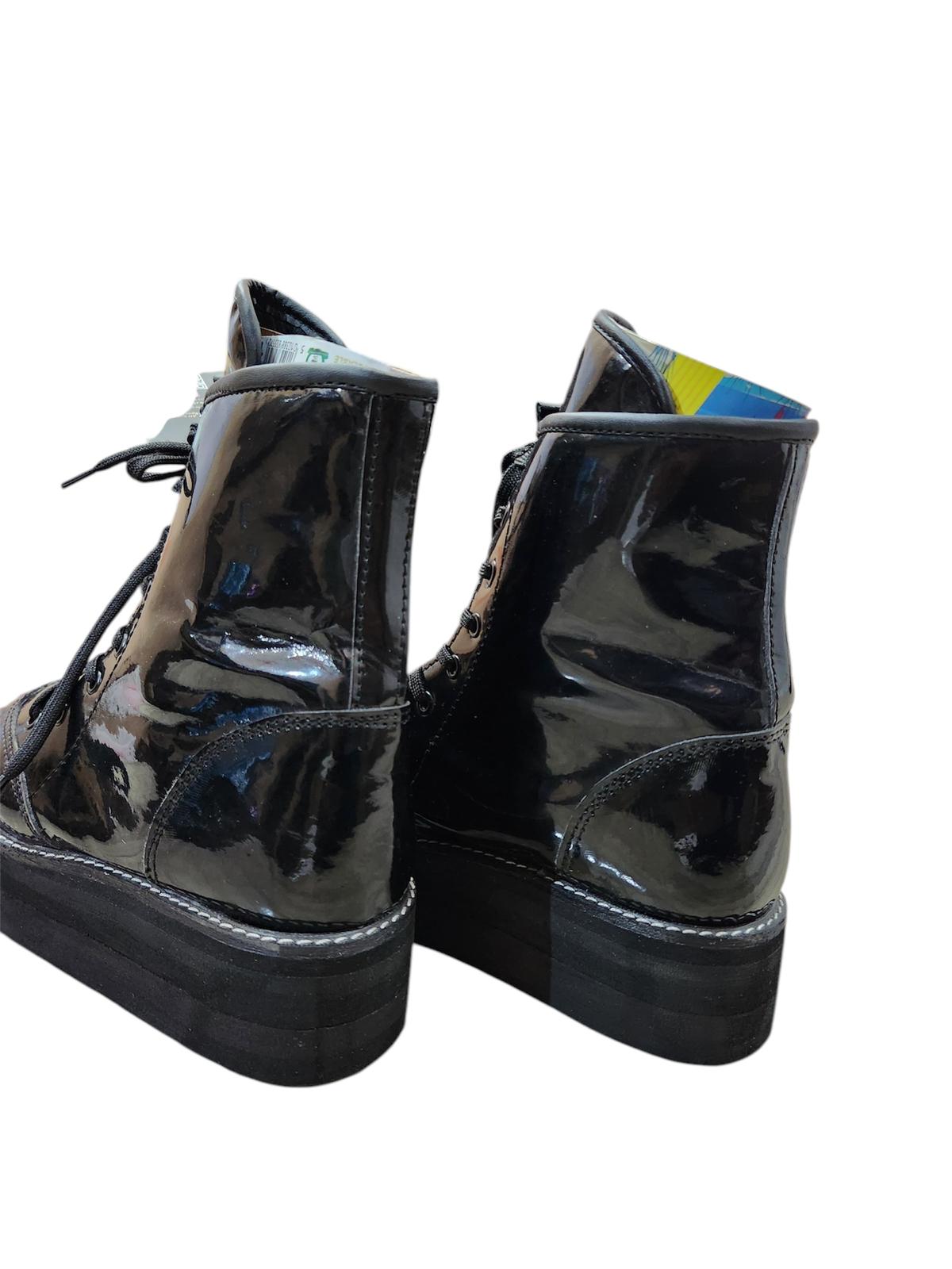 Handmade Wrestling Boots, Low Cut, Black Color Patent Shinny,  100% Original Leather, Customizable Height