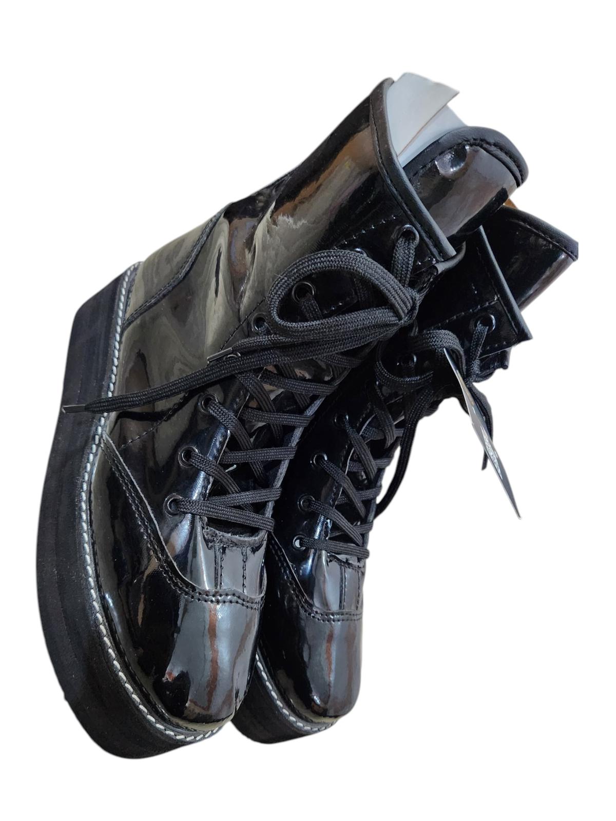 Handmade Wrestling Boots, Low Cut, Black Color Patent Shinny,  100% Original Leather, Customizable Height