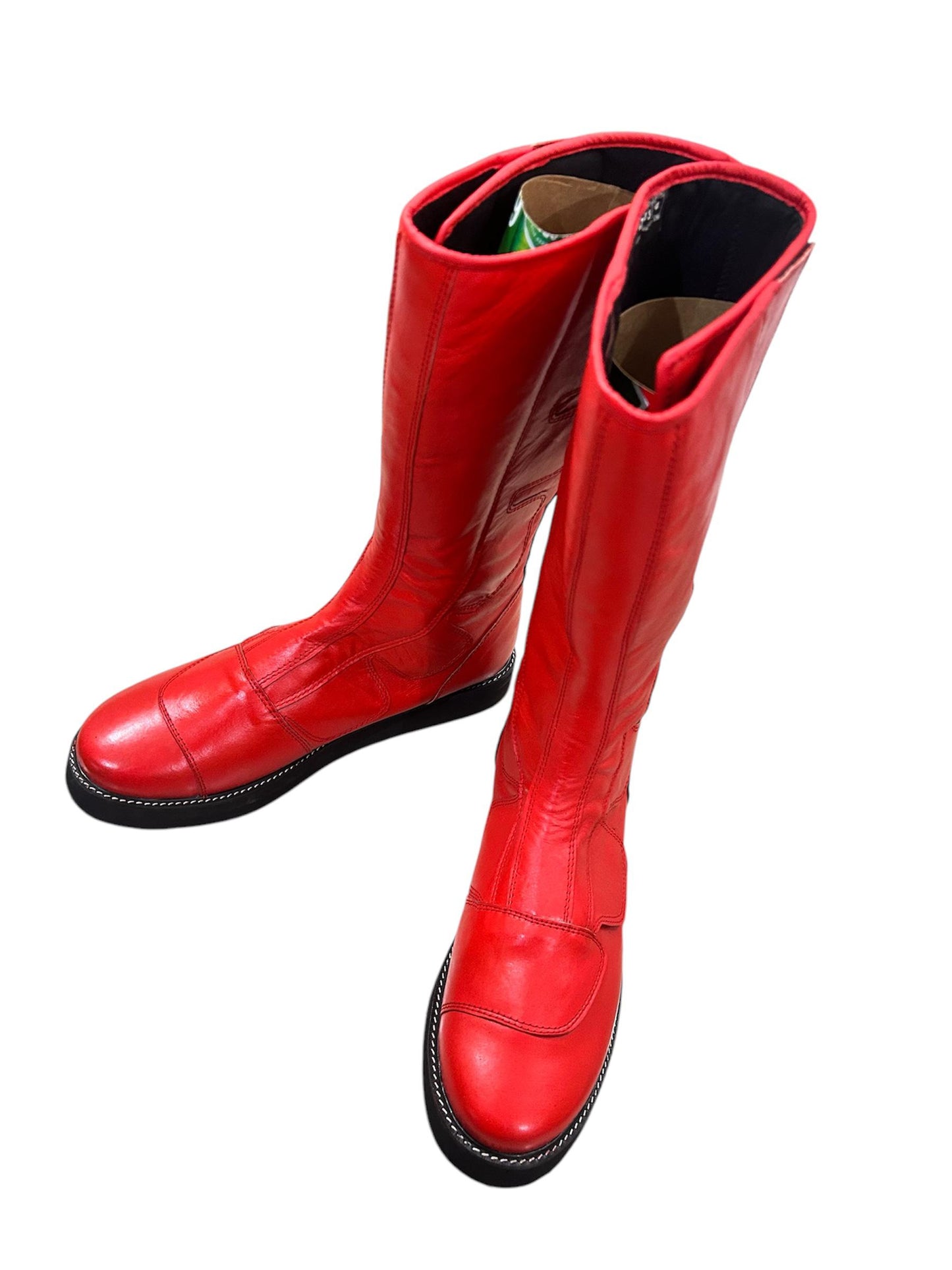 Pro Wrestling Boots, Handmade, 100% Pure Leather, Hook & Loop style, Red Color,  Customizable