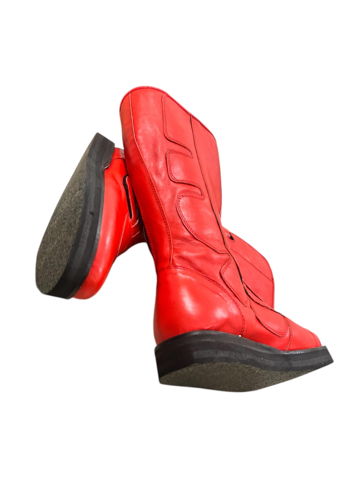 Pro Wrestling Boots, Handmade, 100% Pure Leather, Hook & Loop style, Red Color,  Customizable