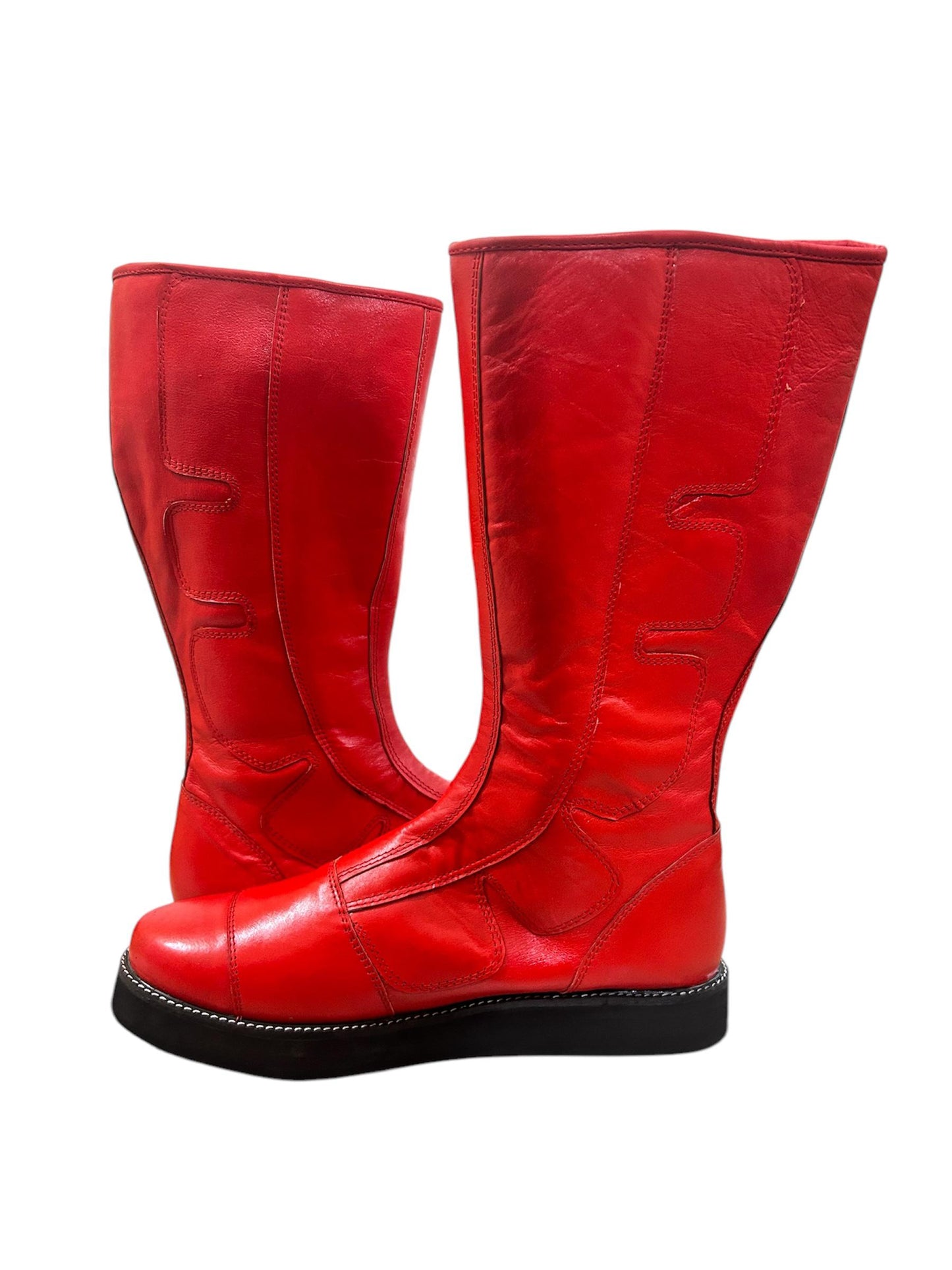 Pro Wrestling Boots, Handmade, 100% Pure Leather, Hook & Loop style, Red Color,  Customizable