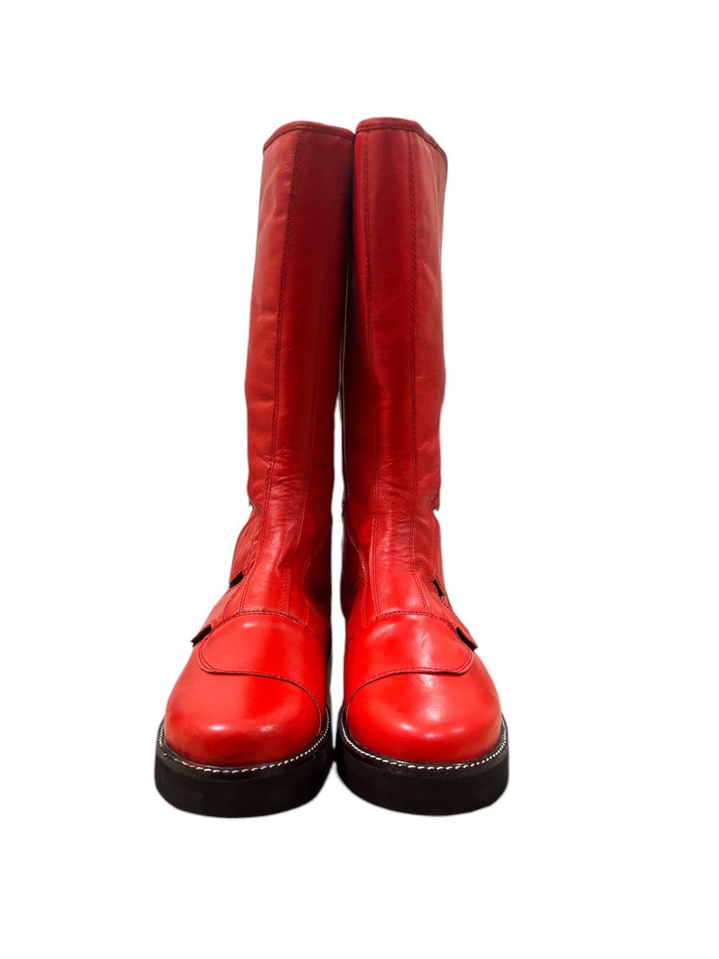 Pro Wrestling Boots, Handmade, 100% Pure Leather, Hook & Loop style, Red Color,  Customizable