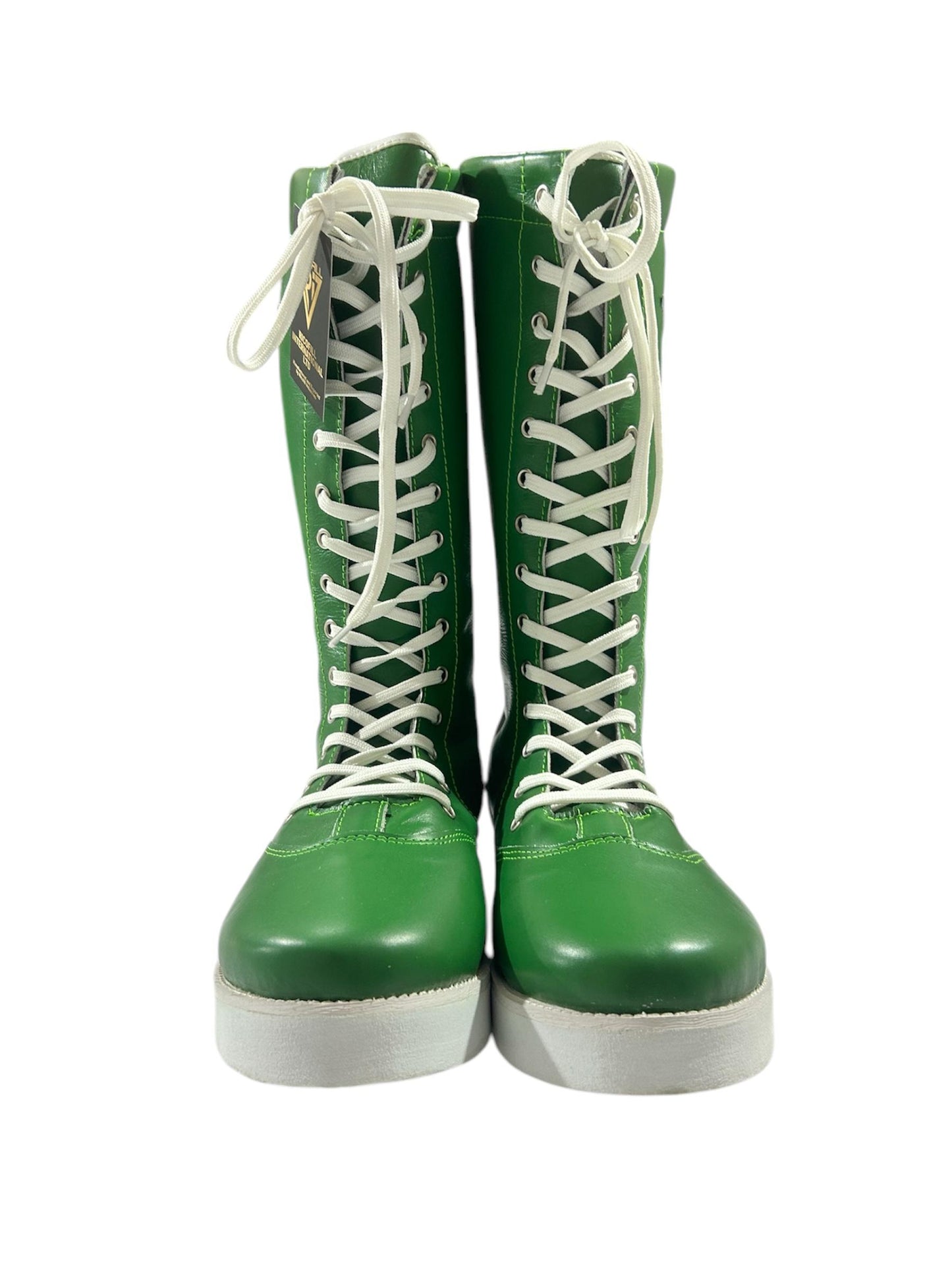 Pro Wrestling Boots, Macho Man Inspired, Handmade, 100% Pure Leather, Green Color, White stars