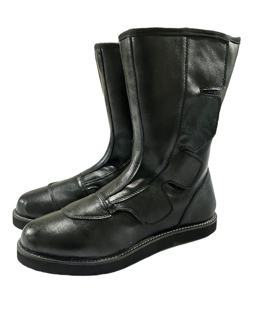 Wrestling Long Boots, Black Color , Handmade, 100% Original Leather, Hook and Loop style, Customizable colors & Sole Thickness