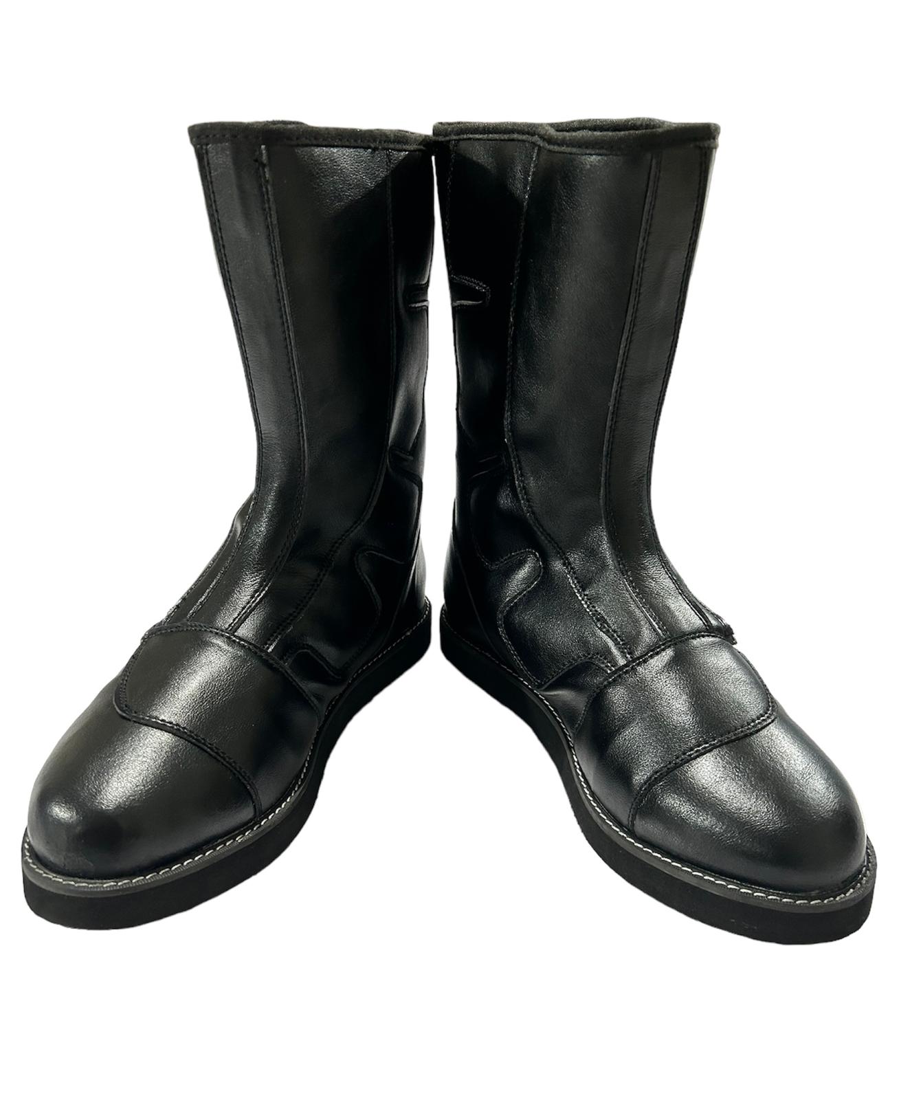 Wrestling Long Boots, Black Color , Handmade, 100% Original Leather, Hook and Loop style, Customizable colors & Sole Thickness