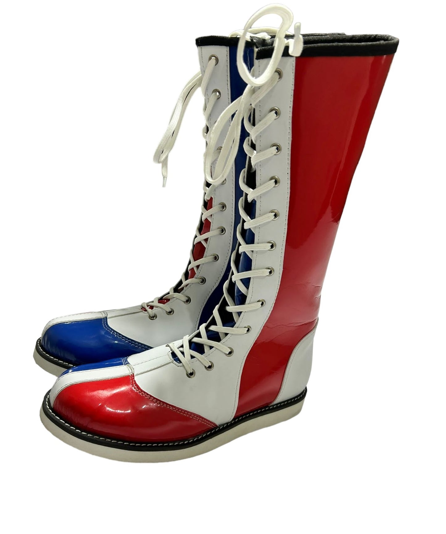 Wrestling Long Boots, 100% genuine Leather, Handmade, Multi Colors, French Flag Shoes, Customizable