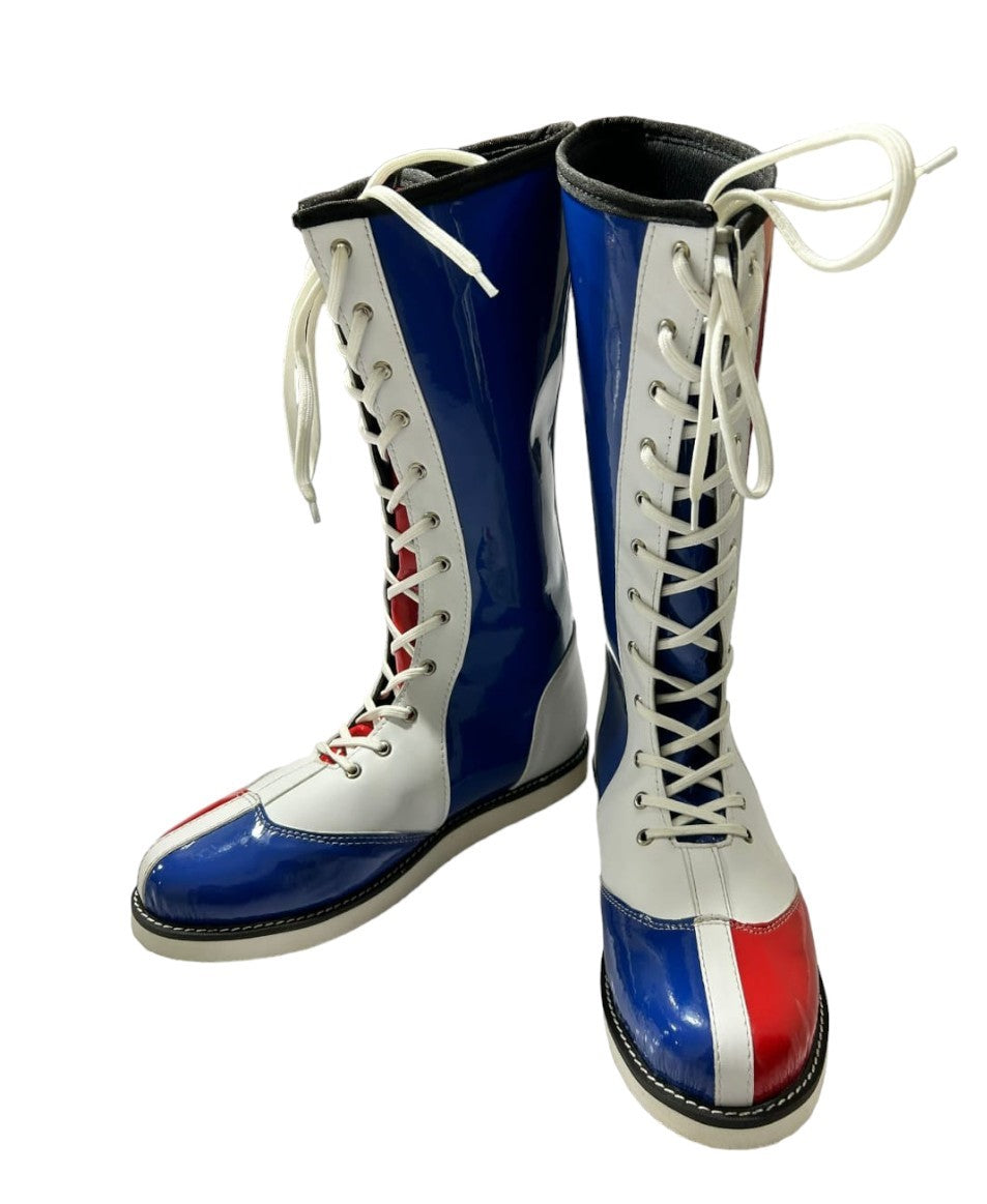 Wrestling Long Boots, 100% genuine Leather, Handmade, Multi Colors, French Flag Shoes, Customizable