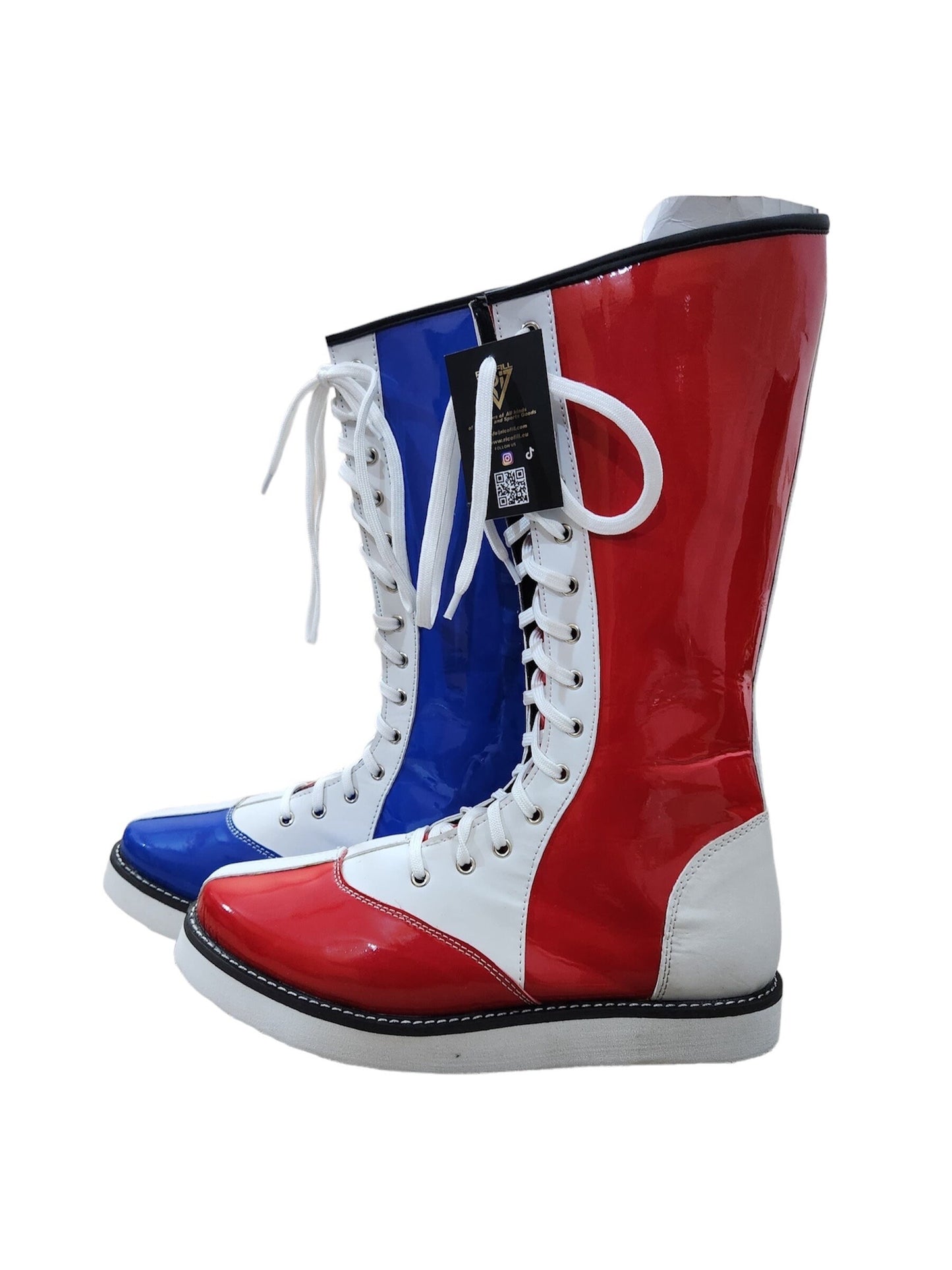 Wrestling Long Boots, 100% genuine Leather, Handmade, Multi Colors, French Flag Shoes, Customizable